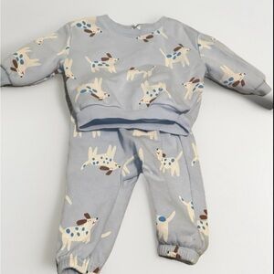 Old Navy Light Blue Baby Outfit with Dog Print